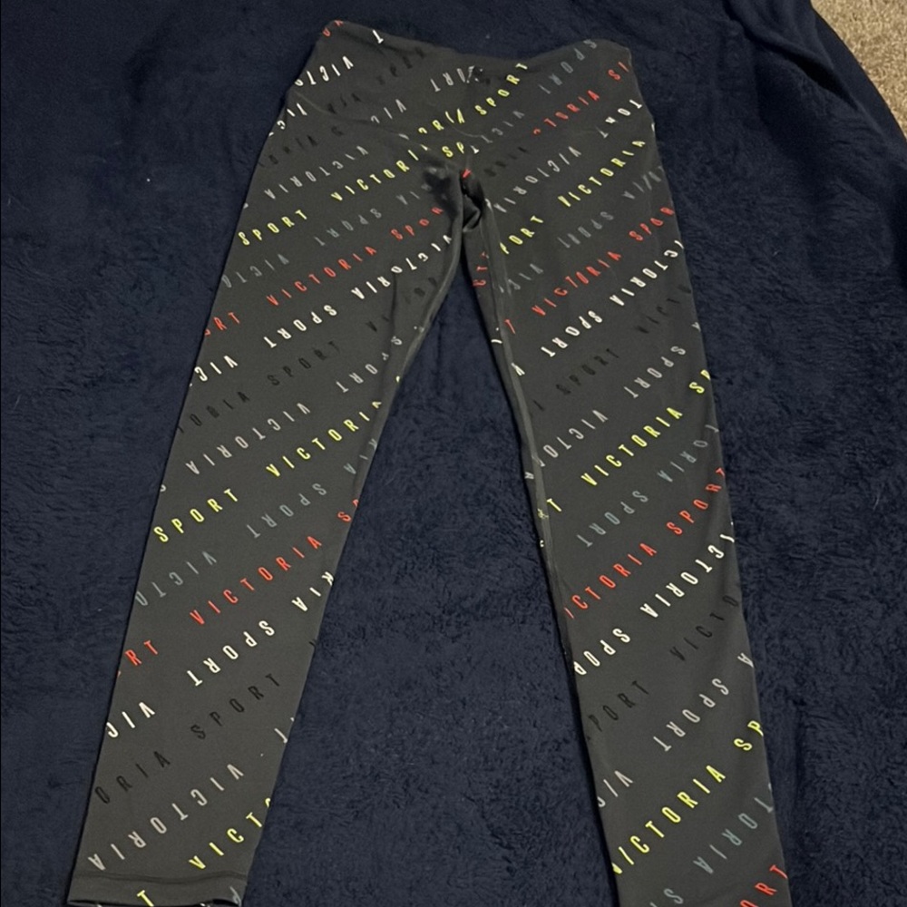 Victoria's Secret Black and Red Leggings with Geometric Pattern